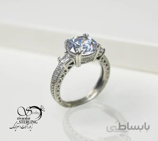 انگشتر تک نگین نقره زنانه کد 180675