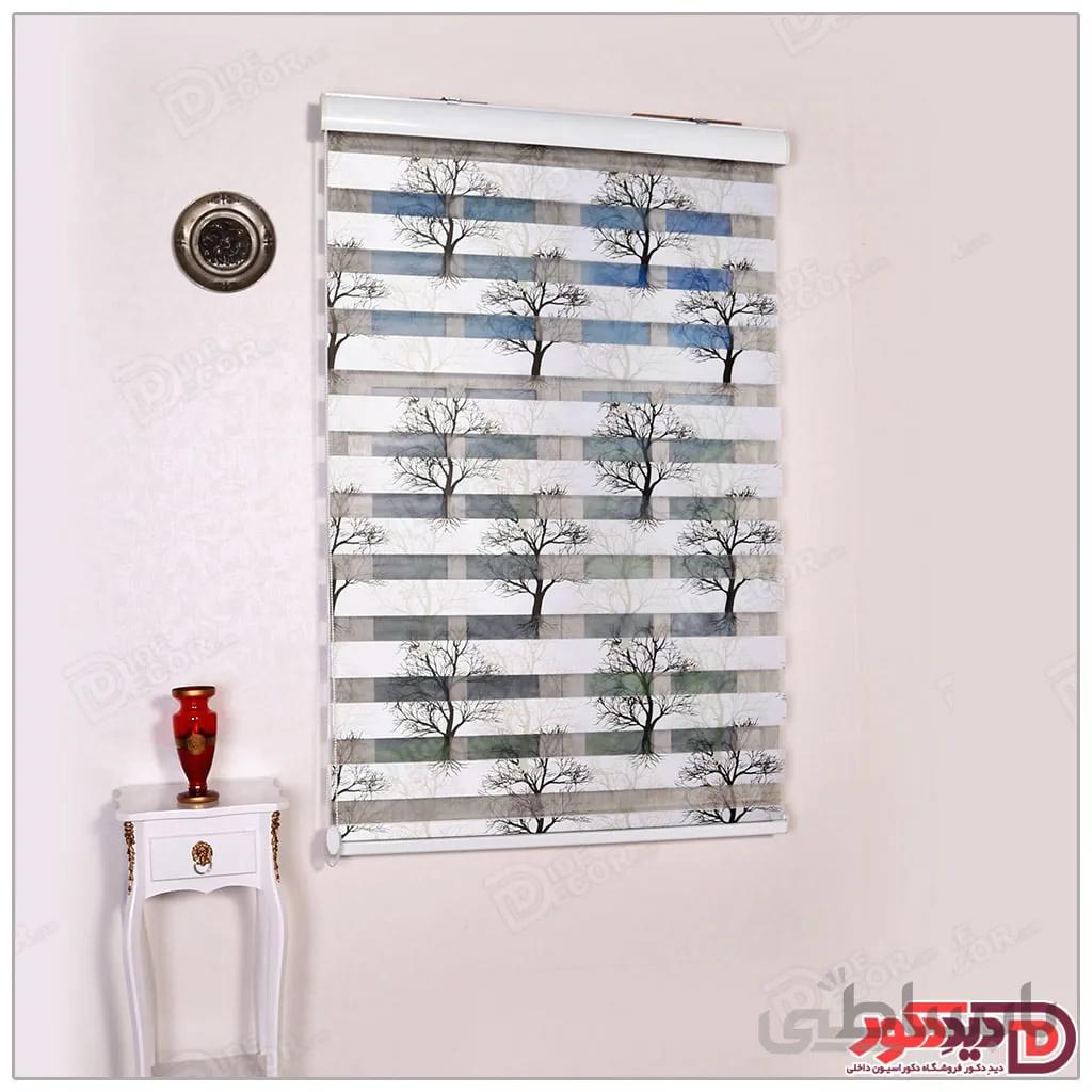 پرده زبرا گل دار چاپی دو رو کد H-104