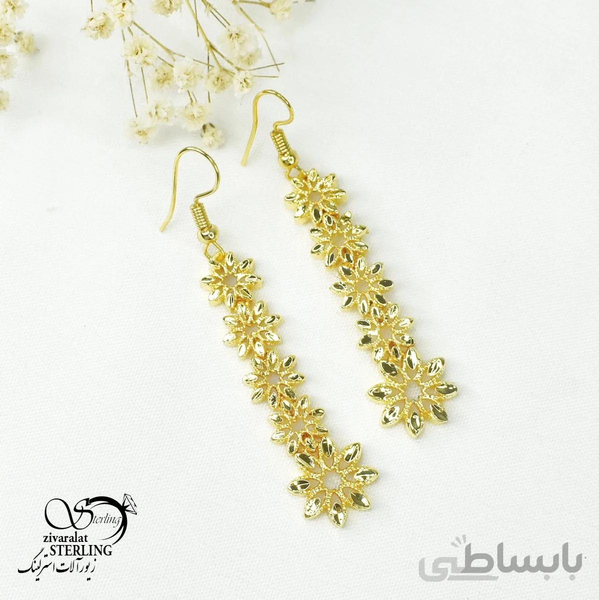 گوشواره آویز طرح طلا تمام تراش