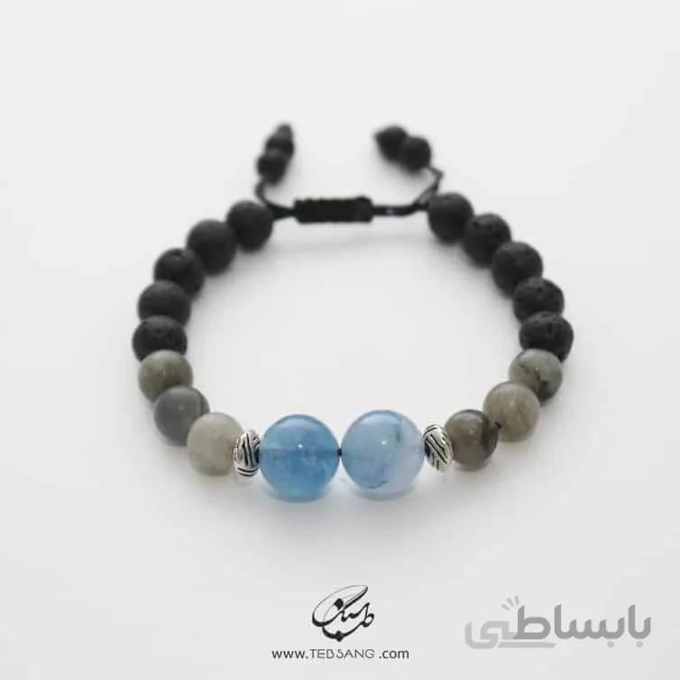 دستبند سنگ آکوامارین، لابرادوریت، لاوا BT-223