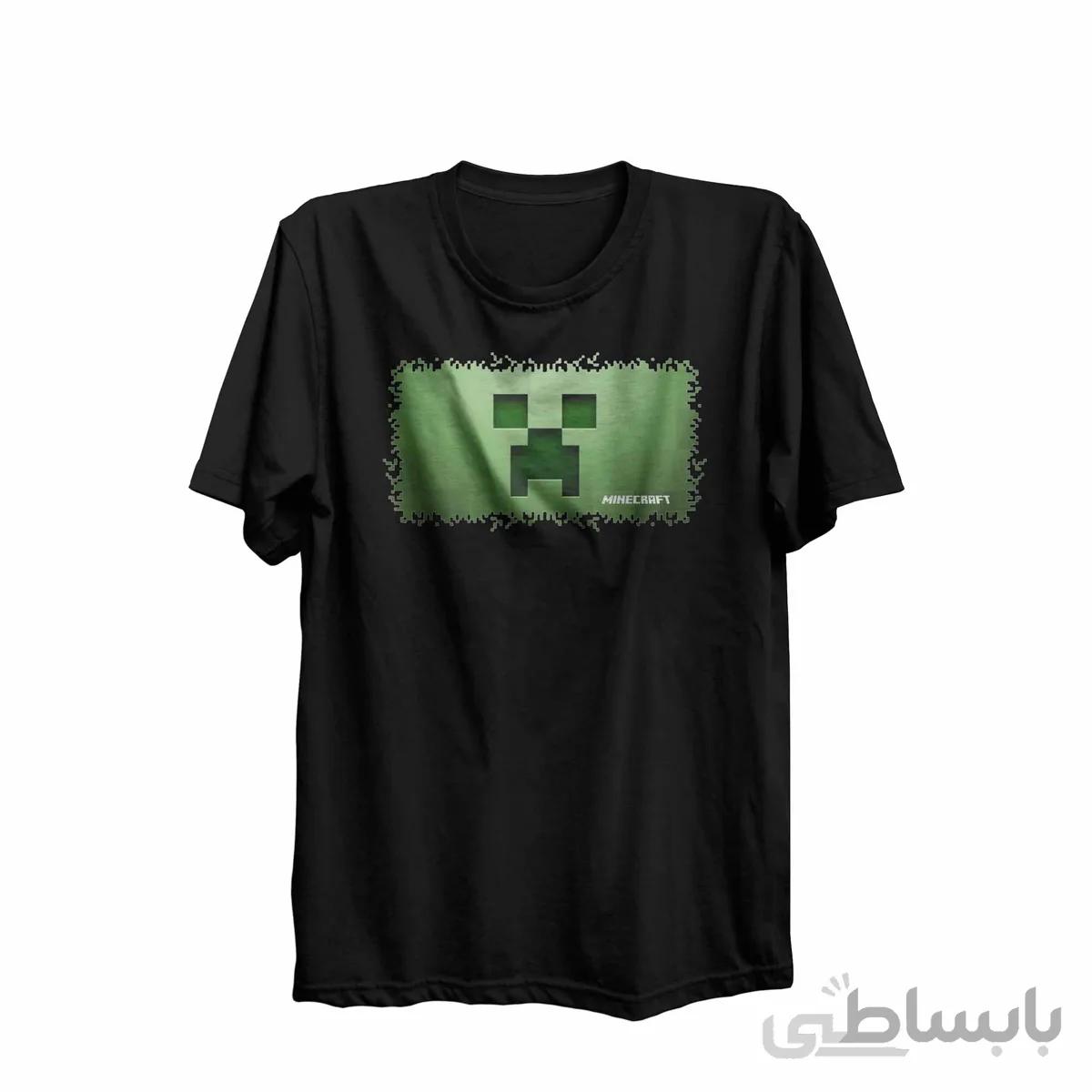 تیشرت یقه گرد مشکی طرح بازی ماینکرافت Minecraft کد KCT10464 کد 285341