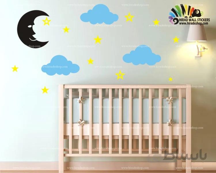 استیکر ماه و ابر وستاره اتاق کودک کد h500