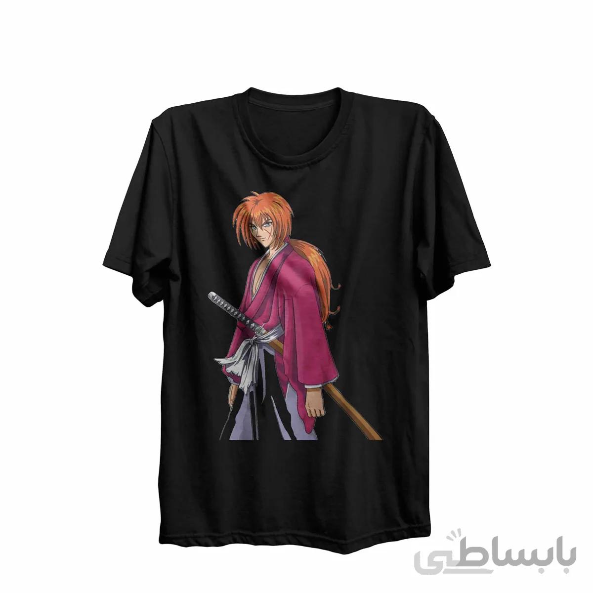 تیشرت یقه گرد مشکی طرح انیمه رورونی کنشین Rurouni Kenshin کد KCT10458 کد 285214