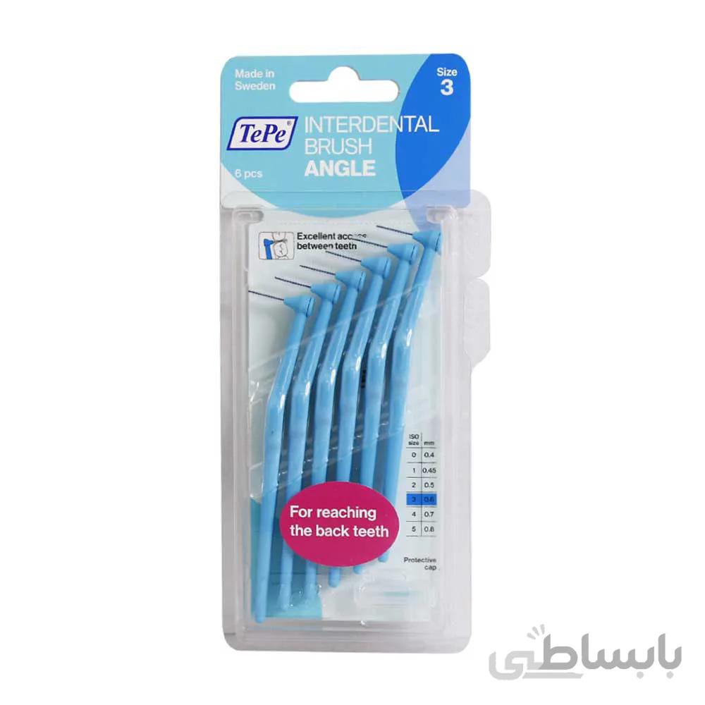 براش بین دندانی تپه tepe مدل angle سایز 3 بسته 6 عددی ا interdental brush tepe model angle size3 6pcs
