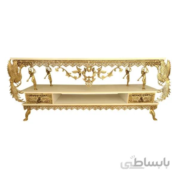میز تلویزیون برنزی طرح سیمرغ تاج دار کد ۷۶۱