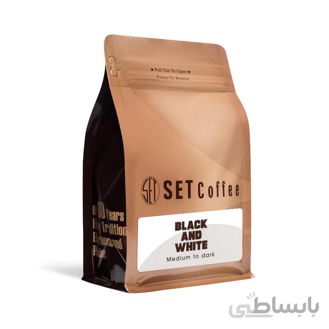 دانه قهوه ترکیبی (BLACK AND WHITE (50 A 50 R مقدار 250 گرم