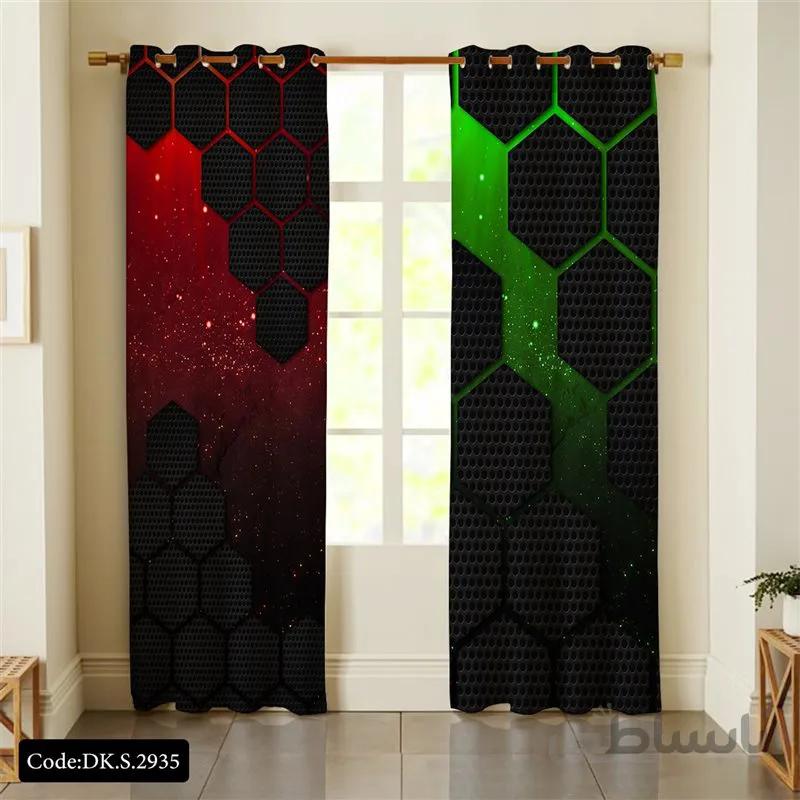 پرده پانچی (هازان و مخمل) کد DK.S.2935 طرح اسپرت لوزی های برجسته