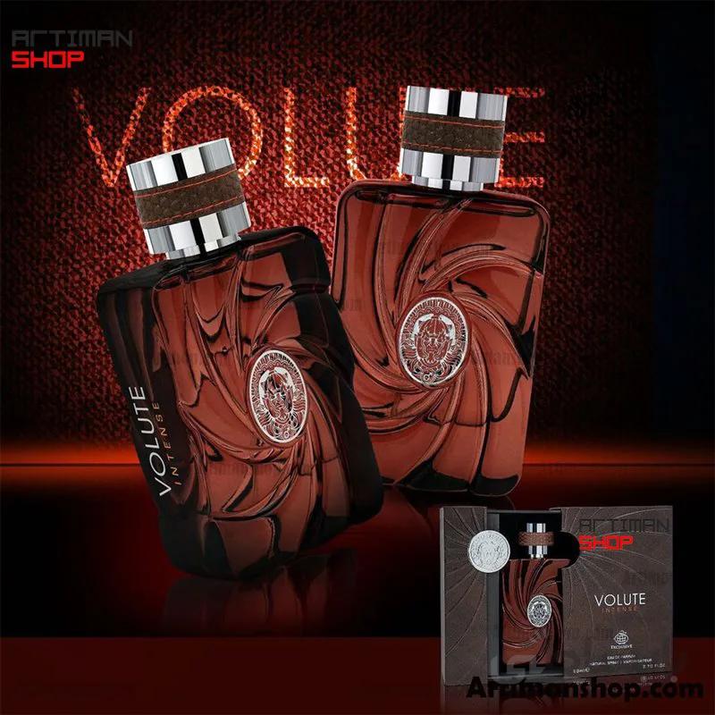 عطر VOLUTE INTENSE شرکت فرگرانس ورد ( مشابه ورساچ اروس فلیم ) سلفون عطر جهت عکاسی باز شده