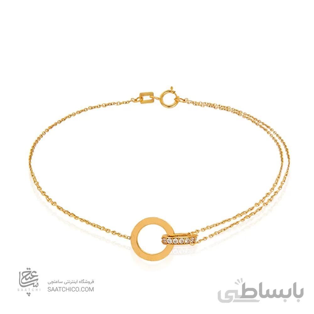 دستبند طلا طرح دایره و حلقه نگیندار کد CB388