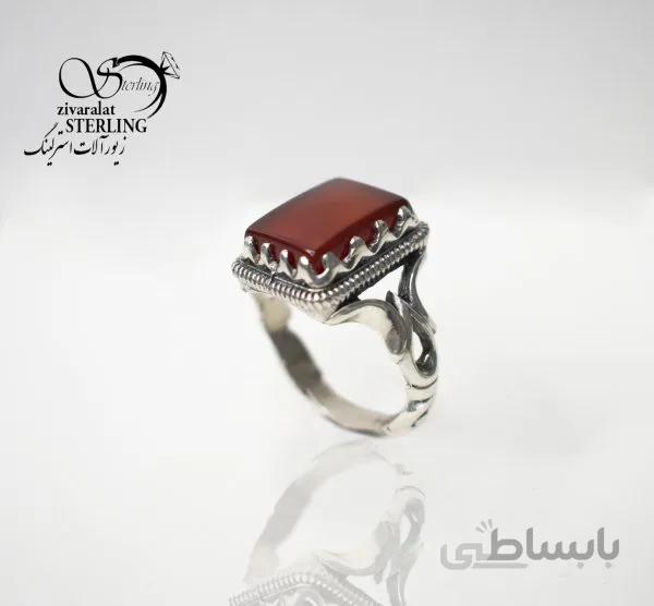 انگشتر نقره مردانه با سنگ عقیق کد 180608