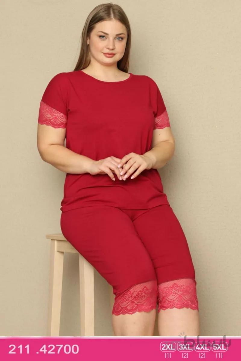 ست تی شرت و شلوارک نخی زنانه سایز بزرگ 42700 ترک | سکسن | Sexen