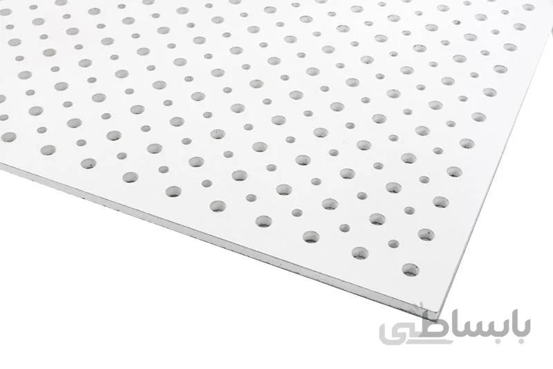 تایل معمولی اکوستیک پانچ دایره ای روکش PVC با فلیس در پشت تایل کناف ایران (8-12-36 / فلیس مشکی)