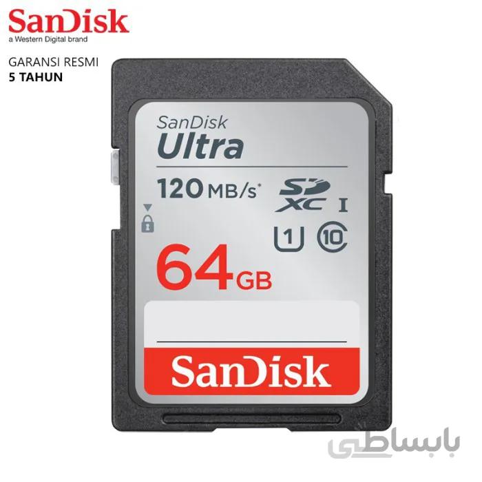 کارت حافظه SanDisk 64GB Ultra UHS-I SD 120MB ا SanDisk 64GB Ultra UHS-I SD 120MB