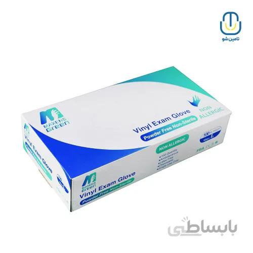 دستکش معاینه وینیل گرین بسته ۱۰۰ عددی سایز لارج ا Green vinyl examination gloves size L 100 Piece