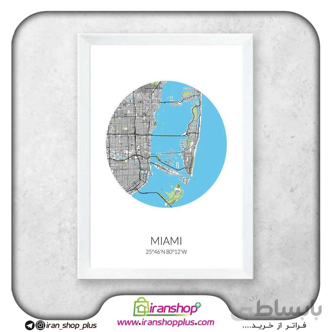 تابلو نقشه شهر میامی با تم White Circle
