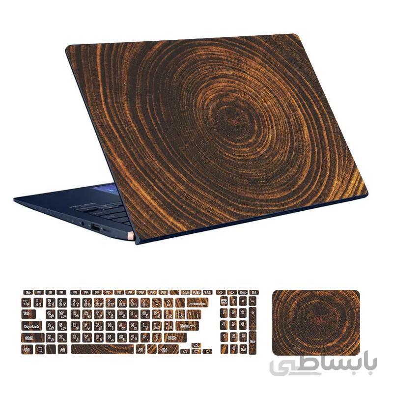 استیکر لپ تاپ طرح Wood کد ۰۸ به همراه استیکر کیبورد