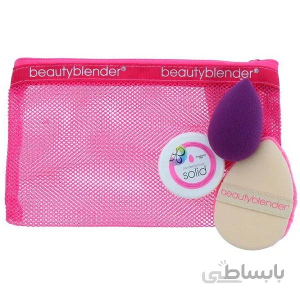 ست کیف و بلندر، بیوتی بلندر (Beauty blender) | حاوی صابون، اسفنج، پاف آرایشی ا Beautyblender Blender Essentials 4pc Bag Set