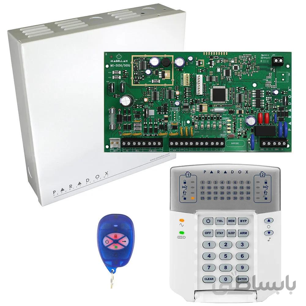 کنترل پنل MG5050 به همراه کی پد K32LED پارادوکس + ریموت REM1 + جعبه فلزی