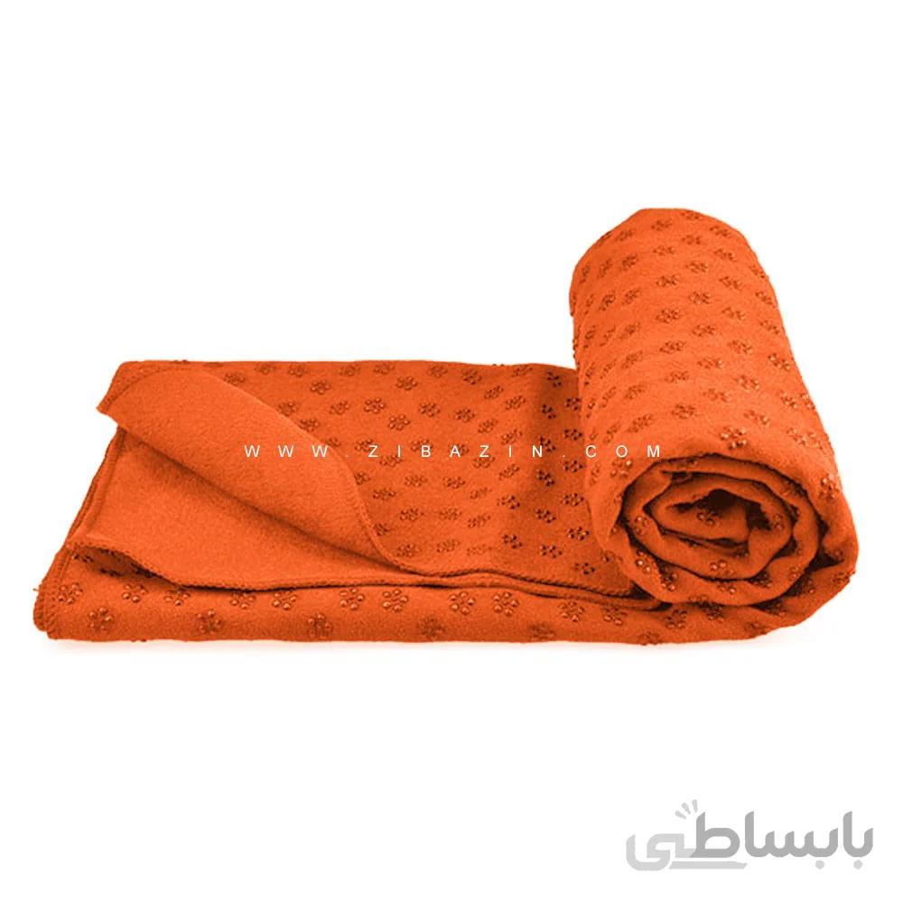 مت یوگا حوله ای استپ دار : نارنجی+کاور رايگان