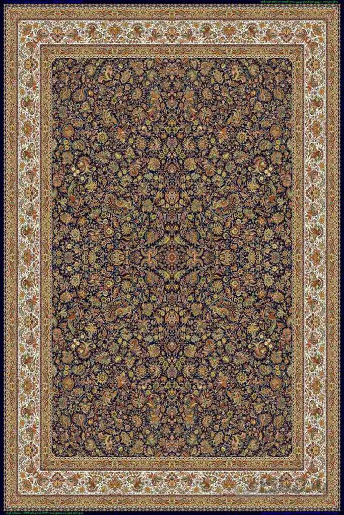 فرش اعیان کاشان طرح 1020 سرمه ای 1000 شانه تراکم 3000 ا mahris-mahtab-c