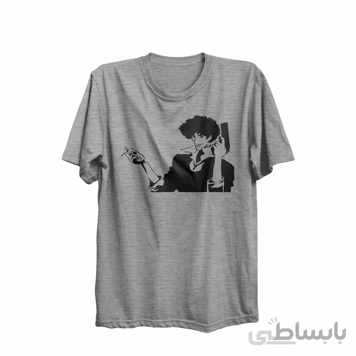 تیشرت یقه گردخاکستری طرح انیمه کابوی بیباپ Cowboy Bebop کد KCT10460