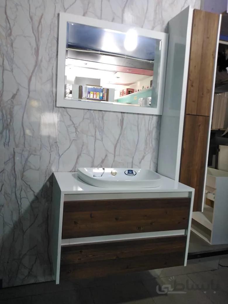 روشویی کابینت دار مدل ترانی سفید چوب ا روشویی کابینت دار مدل ترانی سفید چوب