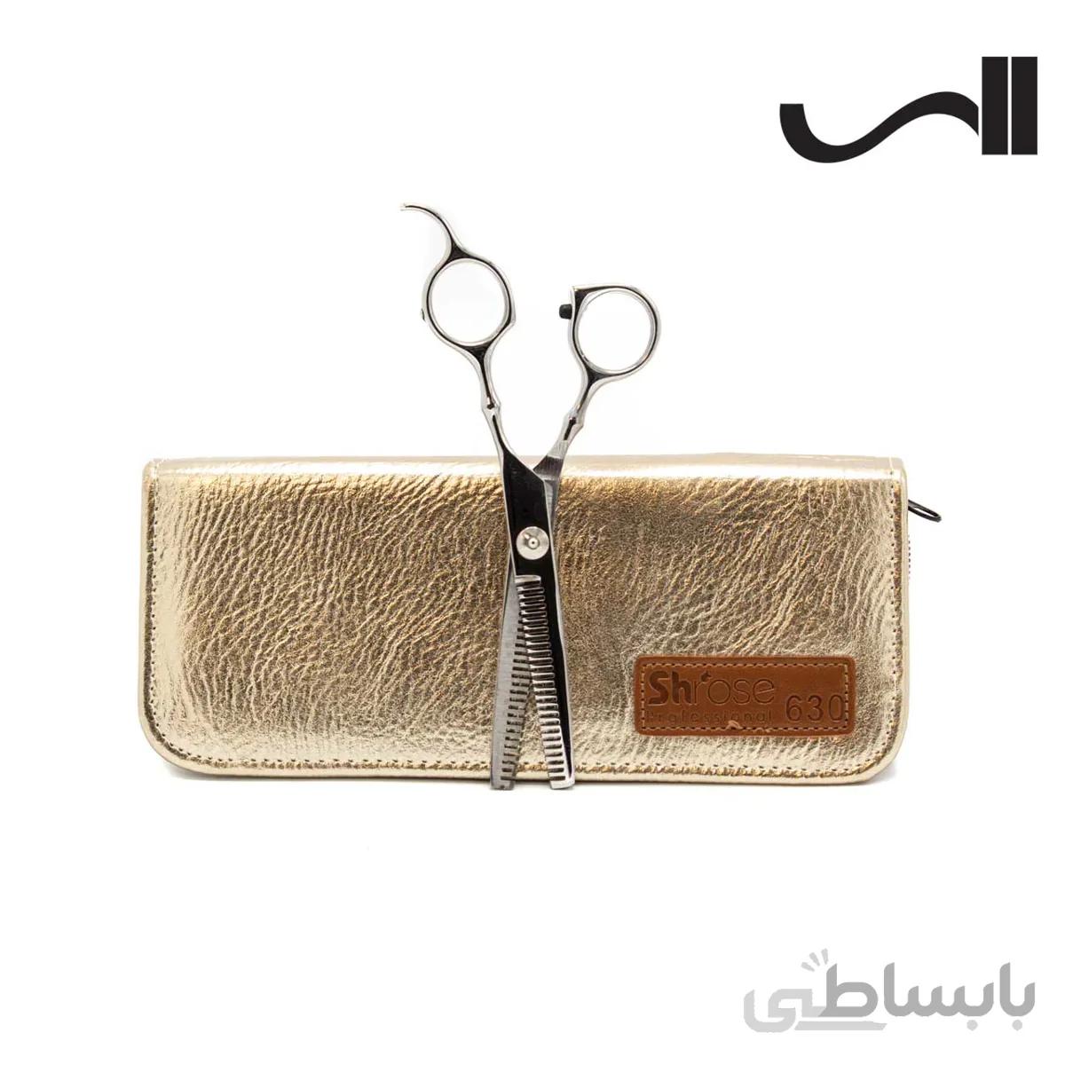 قیچی دو سر پیتاژ تیتانیوم کیف طلایی SY-630632 شی رز Sh-Rose