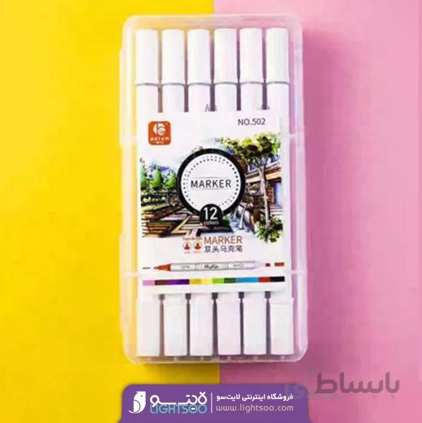 ماژیک ۱۲ رنگ حرفه ای دو سر