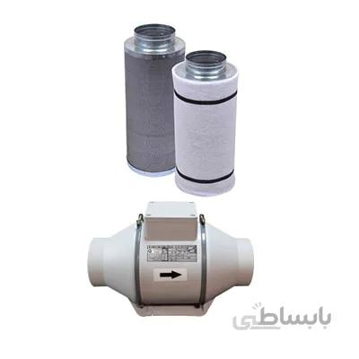 فیلتر کربن 50 سانتی دهانه 20 به همراه فن بین کانالی دمنده