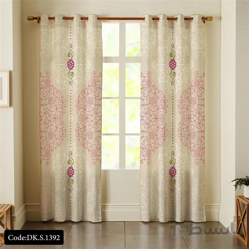 پرده پانچی (هازان و مخمل)کد DK.S.1392 طرح ایرانی و سنتی اسلیمی نقوش گلدار
