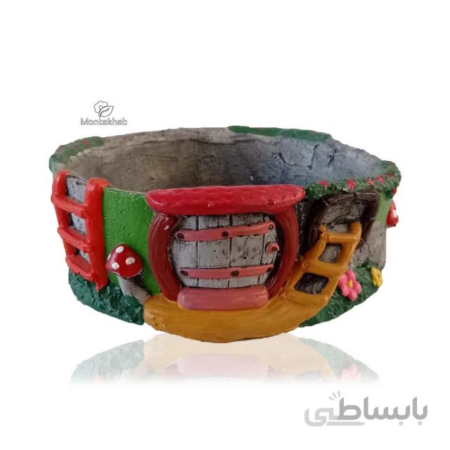 گلدان پلی استر طرح کلبه قارچی ارتفاع 7 سانتی متر