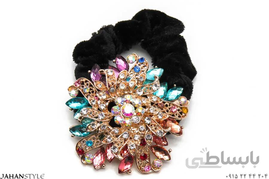 کش مو نگین دار هفت رنگ پر کار