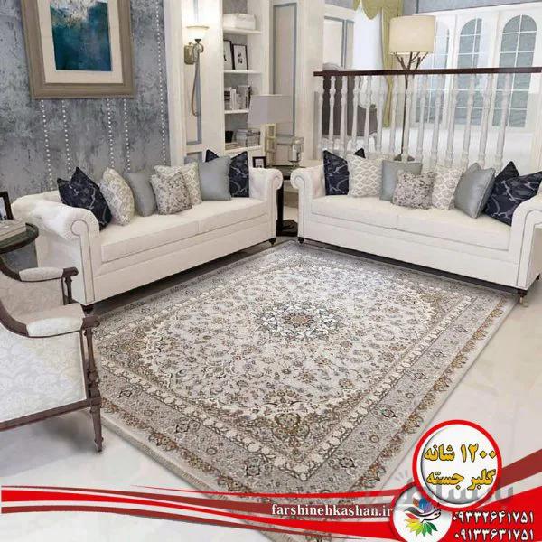 فرش 1200 شانه طرح اصیل نقره ای تراکم 3600