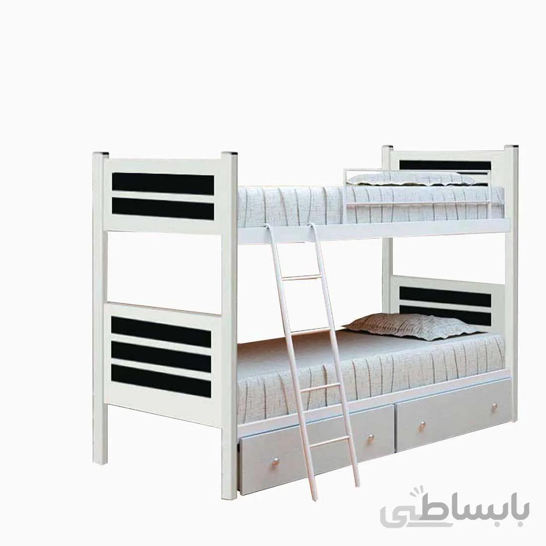تختخواب دوطبقه مدل سناتور سایز 200 × 90 سانتی متر بدون کشو - یک جفت کشو