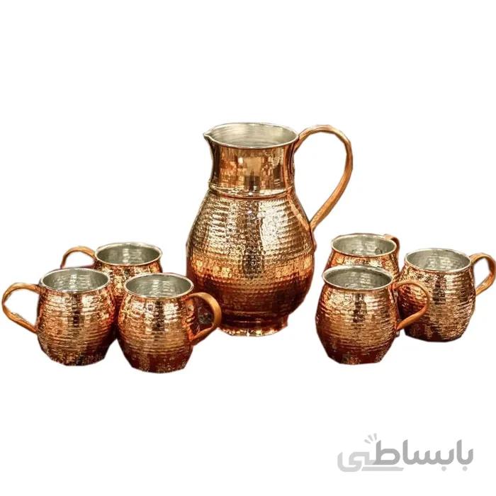ست پارچ و لیوان مسی مجموعه 7 عددی کد PLM-01