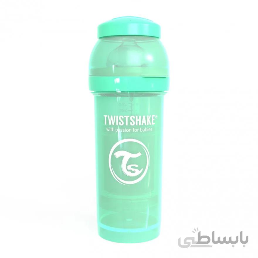 شيشه شير ضد نفخ 260 ميل پاستل سبز تويست شيك Twistshake
