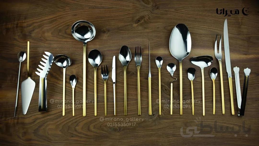 سرویس قاشق چنگال ۲۴ نفره دسته مات طلایی برند فیلیکس مدل توکیو set-pics