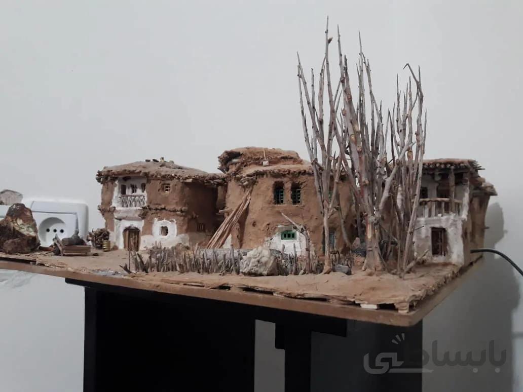 ماکت کاهگلی چهار خانه روستایی حیاط دار با سیستم نورپردازی کد ۱۰۱۸۸۳