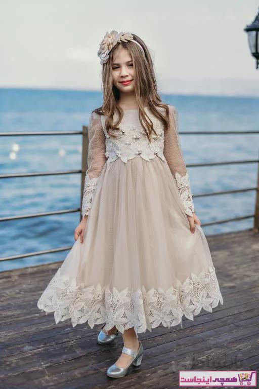خرید انلاین لباس مجلسی زیبا دخترانه برند MIALORA EXCLUSIVE رنگ بژ کد ty57363070