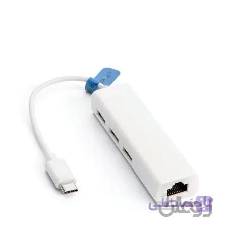 تبدیل ROYAL TYPE-C TO LAN+HUB