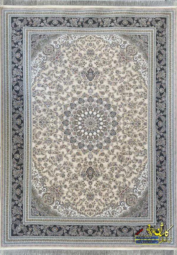 فرش کاشان 1500 شانه برجسته نقشه فروزان کرم
