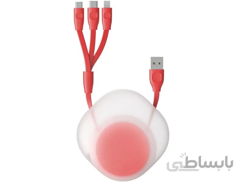 کابل سه سر Baseus Lets go Little Reunion CAMLT-TY24 توان 3 آمپر طول 0.85 متر دارای سیم جمع کن