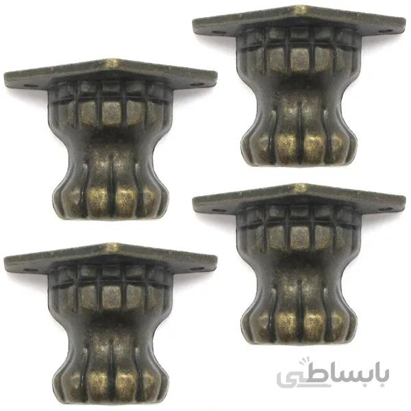 پایه آنتیک فلزی طرح ستون زیتونی ارتفاع 24 میلیمتر بسته 4 عددی