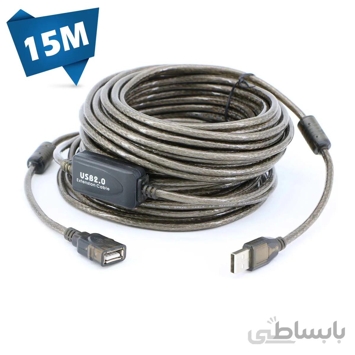 کابل افزایش طول USB 2.0 به طول ۱۵ متر مارک پی نت پک مقوایی برددار اکتیو (بافر دار)