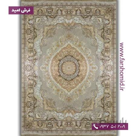 یک تخته 12 متری فرش ماشینی با الیاف طبیعی بامبو 1000 شانه شمسه کد 104 کرم فرش اکسیر