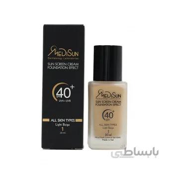 ضد آفتاب کرم پودری شیشه ای انواع پوست (رنگ بژ روشن 1) مدیسان ا ( MEDISUN Sunscreen Cream SPF40 )