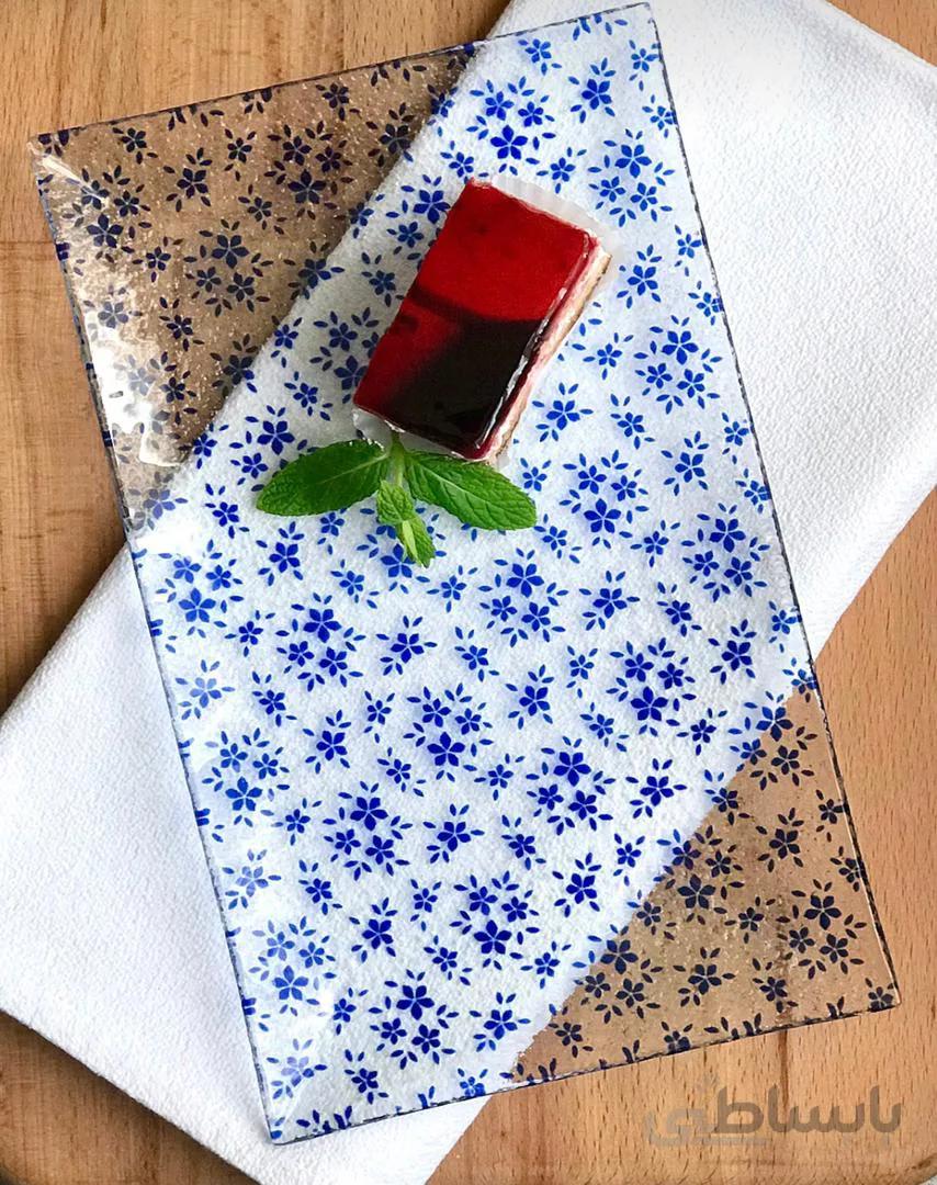 سینی پذیرایی شیشه ای ترک سایز 16×27 سانتیمتر کد 799