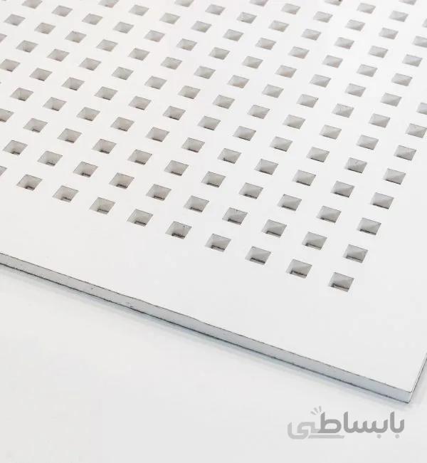 تایل معمولی اکوستیک پانچ مربعی روکش PVC با فلیس در پشت تایل مدل (۲۵-۱۲) کناف ایران (مشکی)