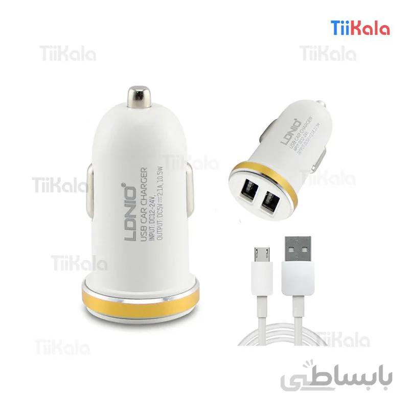 شارژر فندکی الدینیو مدل DL-C22 به همراه کابل میکرو