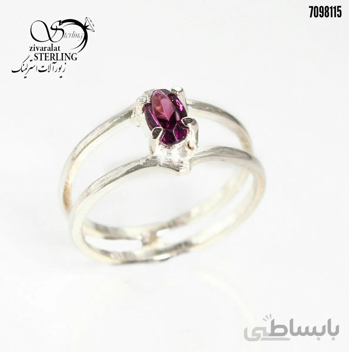 انگشتر نقره زنانه الماسی زرشکی